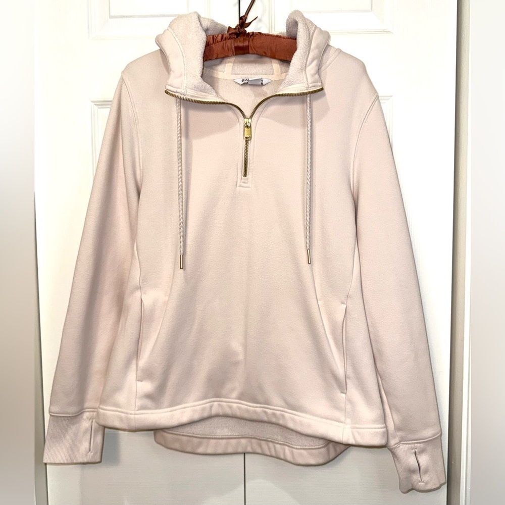 Athleta Cozy Karma 1/4 Zip Hoodie – Cream – Size Medium – Super Soft
